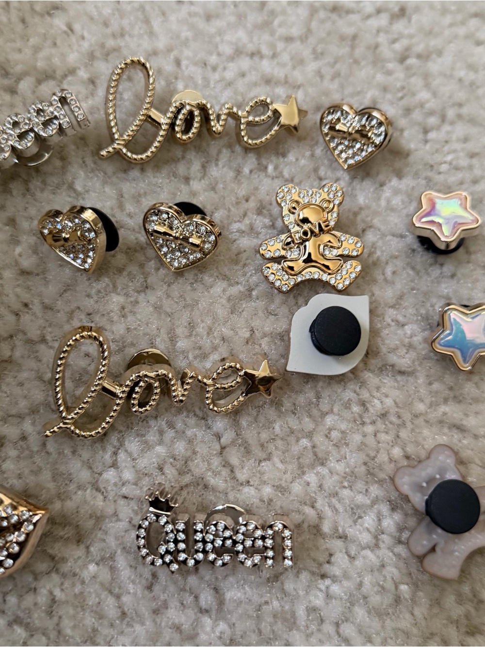 Gold Kids 'Love' & Heart Decorative Charms for Shoes Set